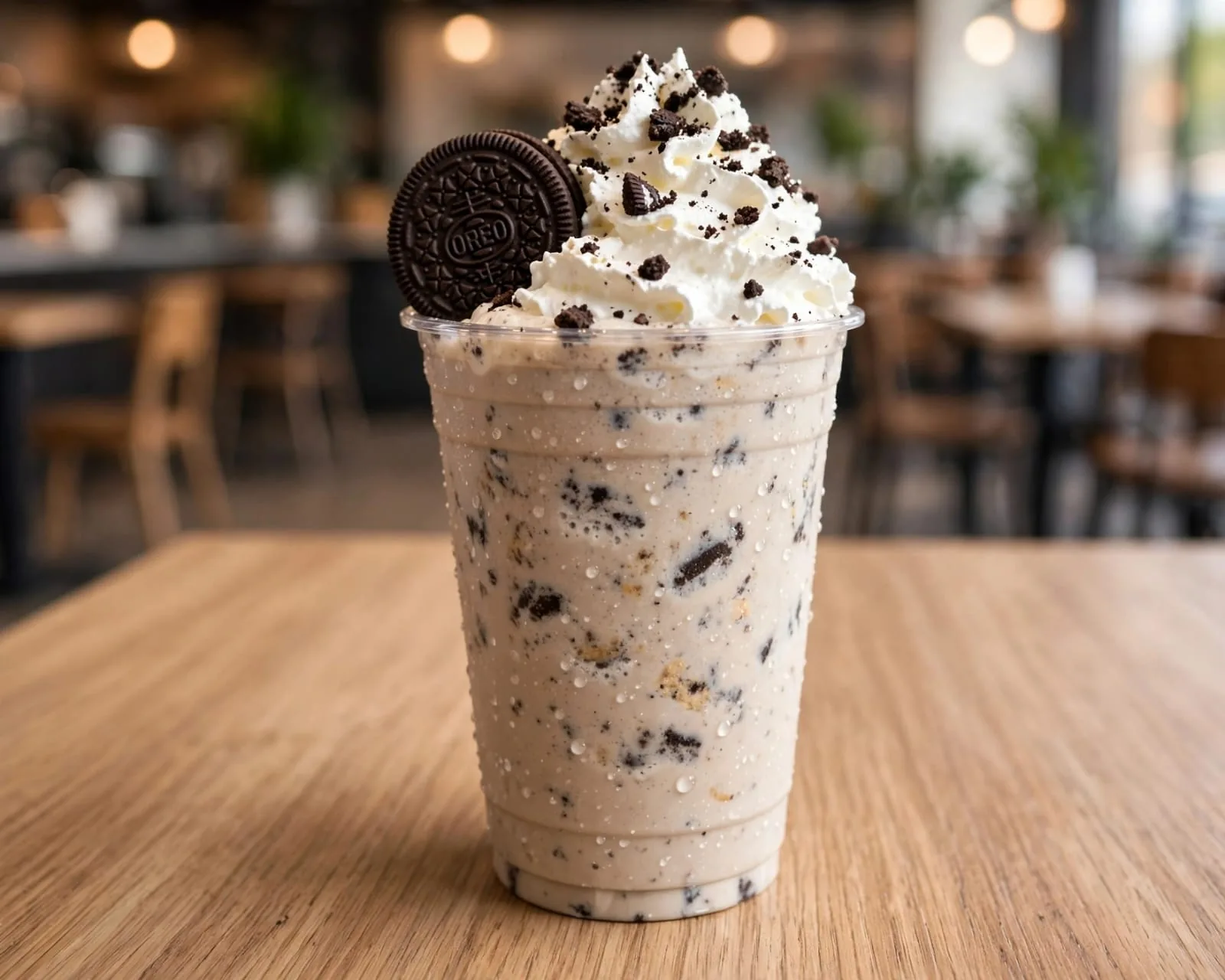 Frappé de galleta de chocolate, coronado con crema batida